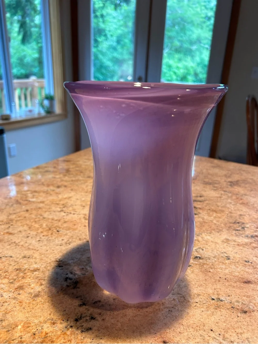 Blenko Handblown Glass Vase Ombre Lavender Lilac  9.5”x6”W 3lbs Flawless